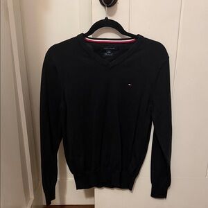 Tommy Hilfiger Men's Black Crewneck Sweater with Micro Flag